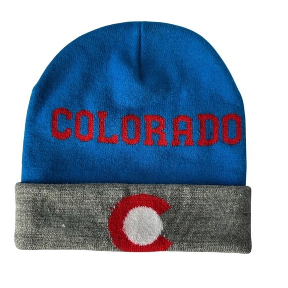 COLORADO Blue and Gray Men's Beanie Knit Hat - Picture 2 of 3